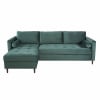 Ausziehbares 4-Sitzer-Ecksofa mit grünem Samtbezug